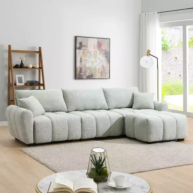 Merax L-Shaped Sectional Sofa with Free-Moving Ottoman