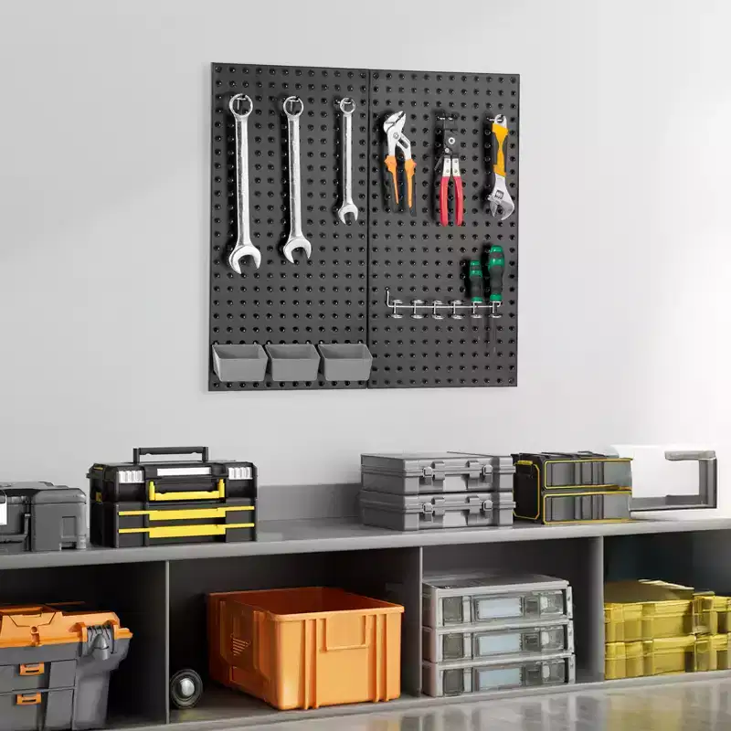 Metal Pegboard Panels, 24 x 12 Pegboard, 2 Panels, Heavy Duty Steel Peg Board Wall Organizer, Black