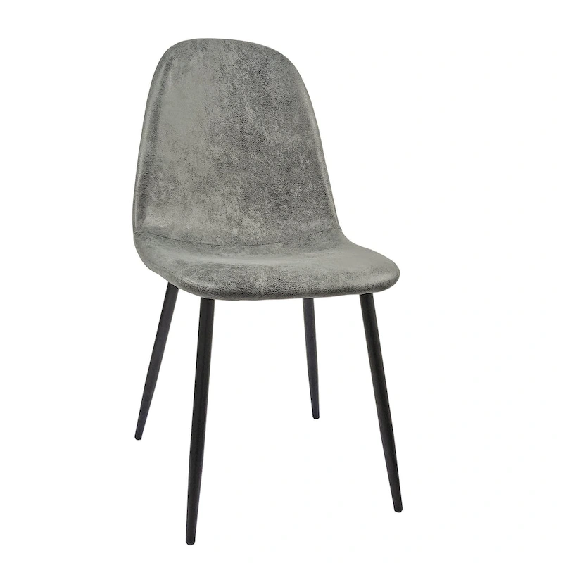 4 Dining Chairs with Spoon Shaped Seats and Black Metal Legs