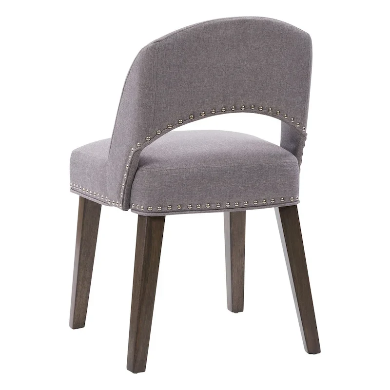 Mid-Century Modern Upholstered Dining Chair with Nail Head Trim, Set of 2