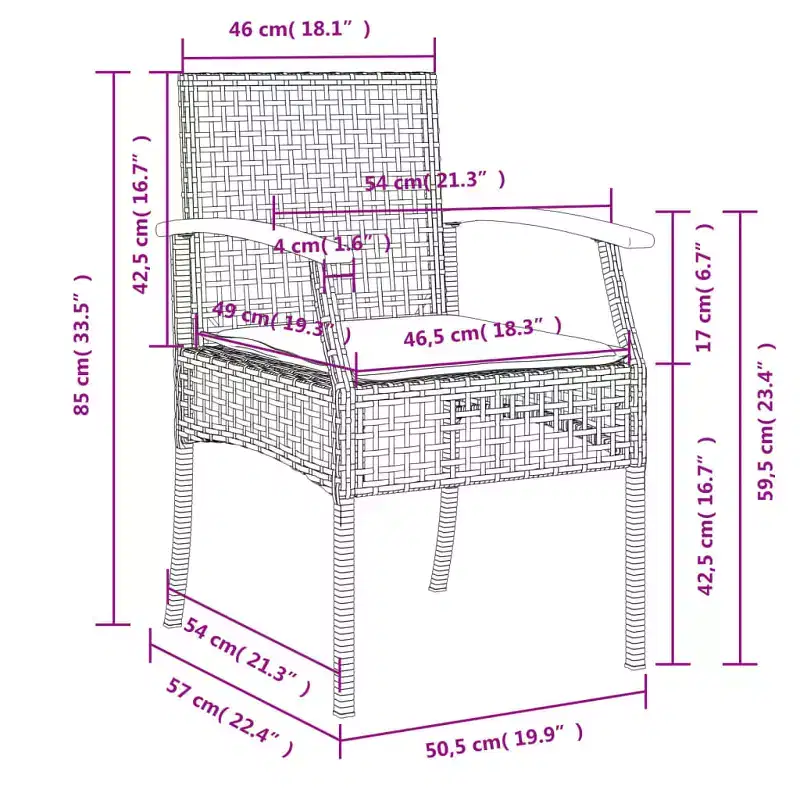 vidaXL Garden Chair Grey and brown
