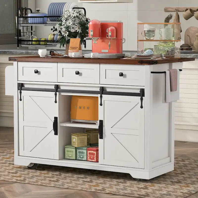 Farmhouse Kitchen Island with Power Outlet