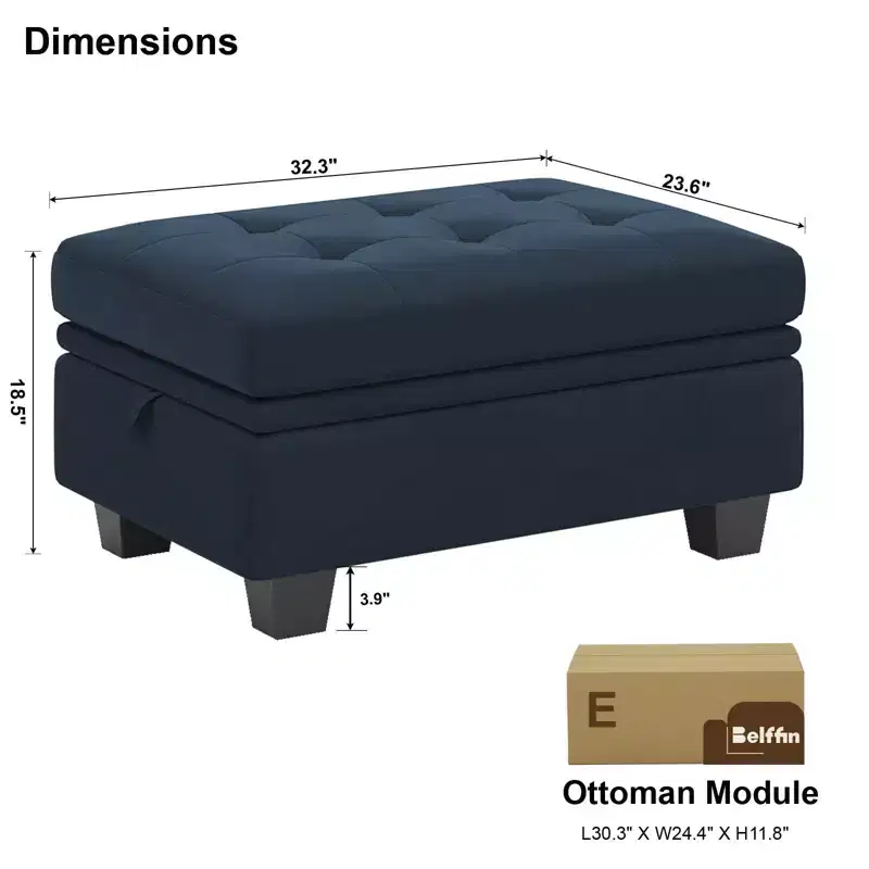 Belffin Modular Velvet Tufted Small Ottoman