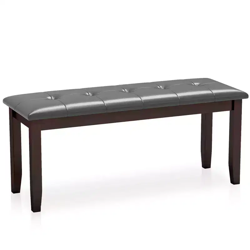 Costway Upholstered Dining Bench w/Padded Seat for Kitchen Bedroom Entryway Grey