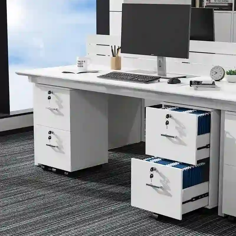 2-Drawer Rolling Wood File Cabinet with Lock