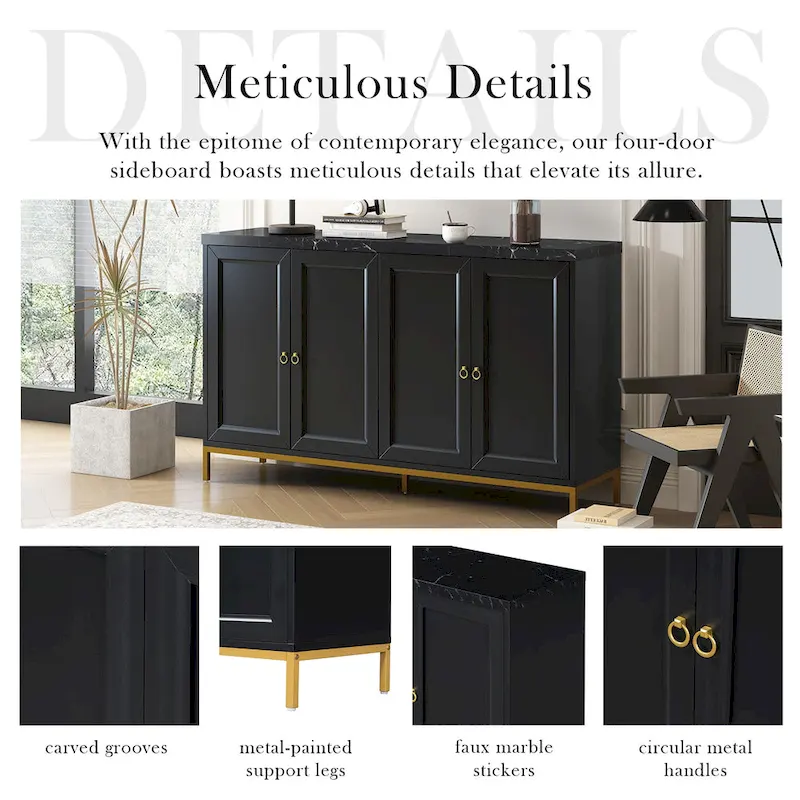 59 Sideboard Buffet Cabinet with Adjustable Shelf