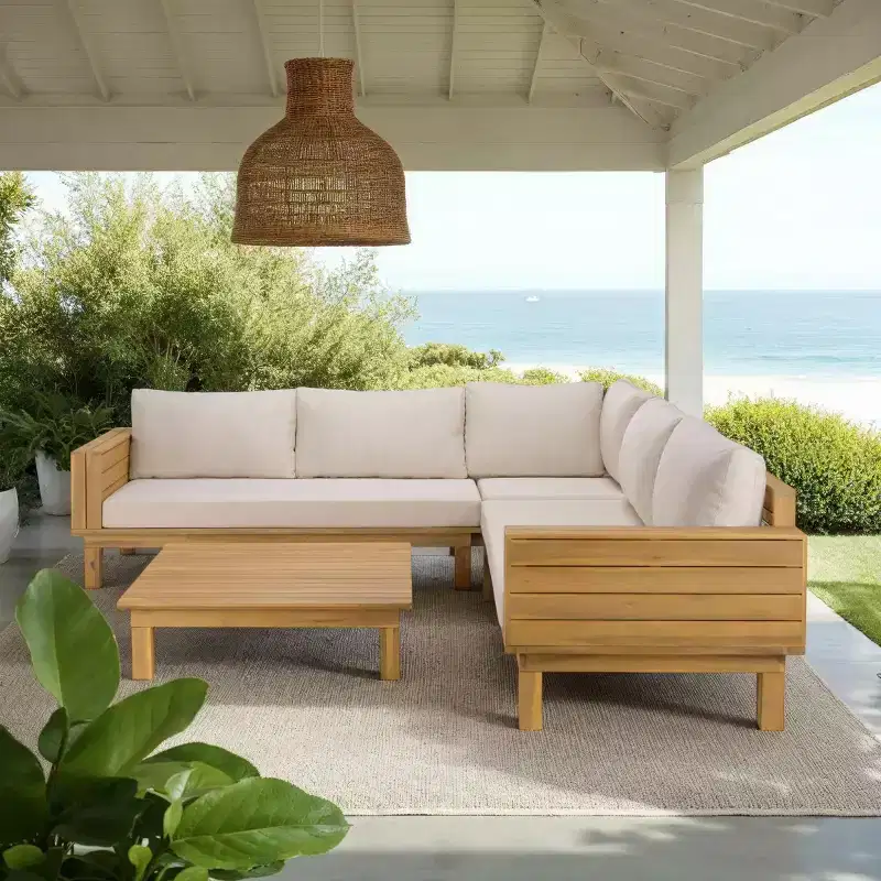 Napol 4 PC Acacia Patio Seating Set W/ Cushions - Indoor/Outdoor - PAT6806 - Safavieh