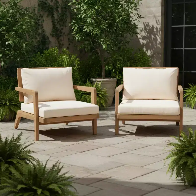 Christopher Knight Home Tiziana Patio Modern Nordic Acacia Wood Chair with Cushions (Set of 2)