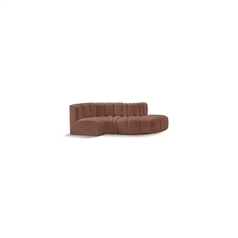 Meridian Furniture,Arc Cognac Vegan Leather Modular Sofa