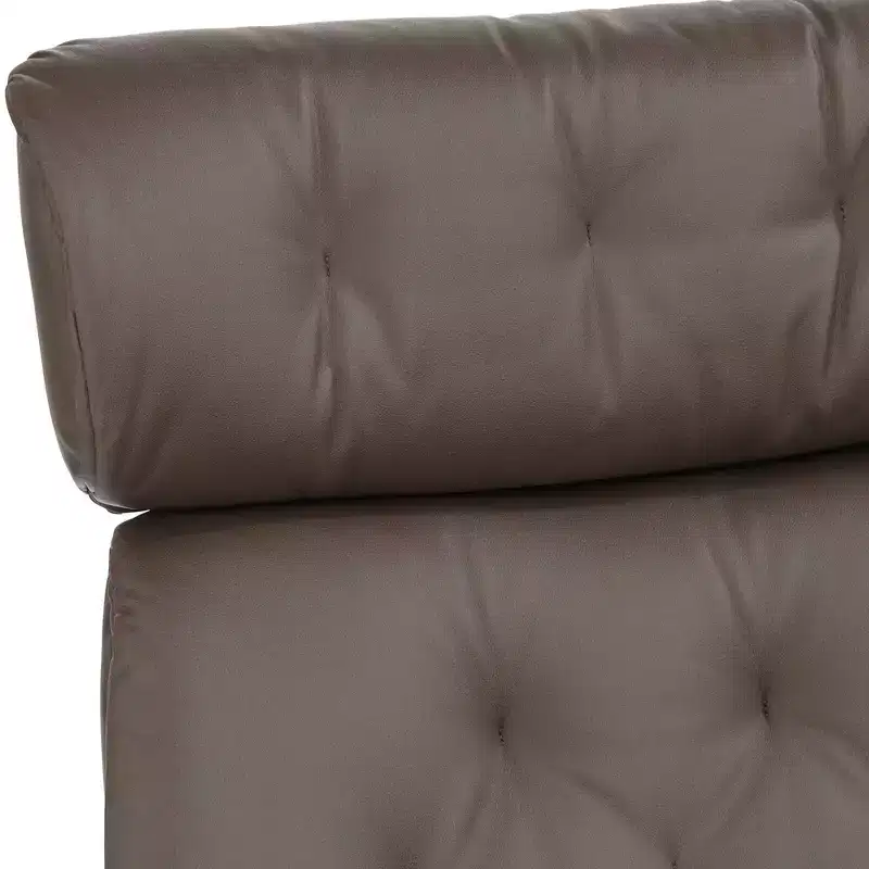 BenchMaster Melia Chocolate Tufted Faux Leather Swivel Recliner and Slanted Ottoman