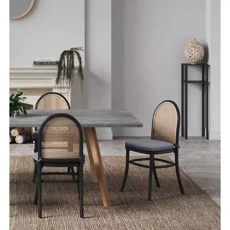 Set of 2 Paragon Dining Chairs with Gray Cushions - Manhattan Comfort