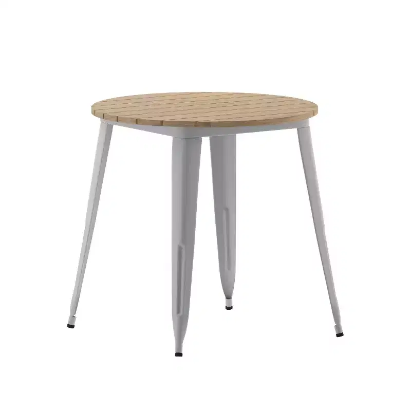 Flash Furniture Declan Commercial Grade Indoor/Outdoor Dining Table, 30 Round All Weather Poly Resin Top with Steel Base