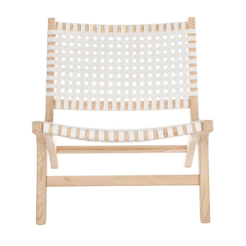 SAFAVIEH Theodora Leather Woven Accent Chair - 25.2 W x 31.5 L x 26.8 H - 25Wx31Dx27H