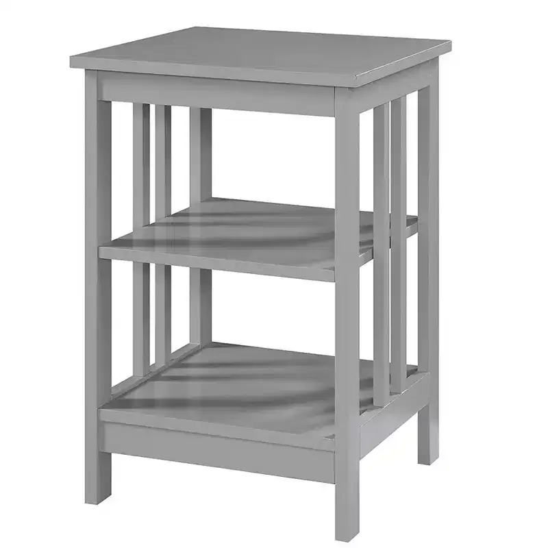 HomeStock Belmont End Table with Smooth Top and Two Open Shelves, Modern Accent Table for Coffee, Tablets, Collectibles, and Everyday Essentials