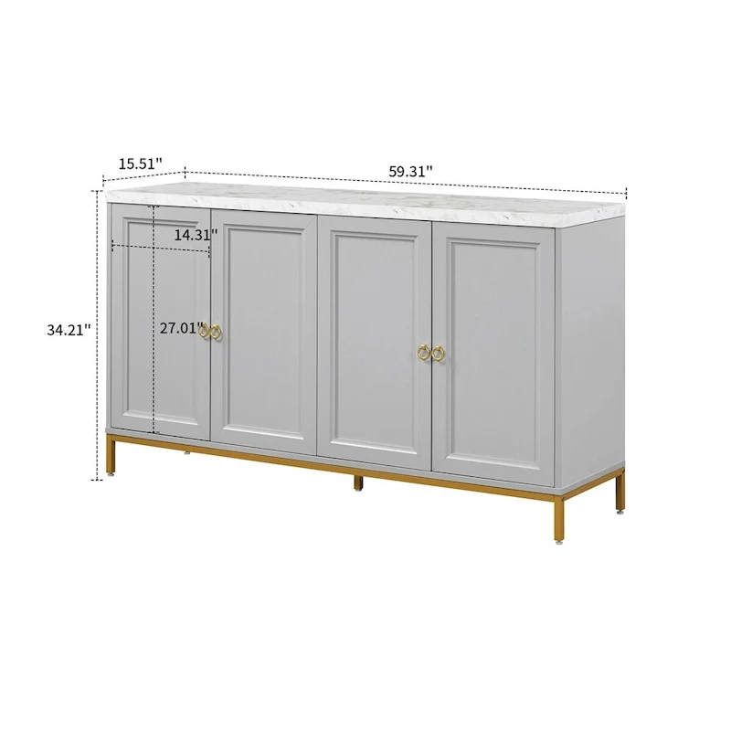Wooden Sideboard with Faux Marble Top