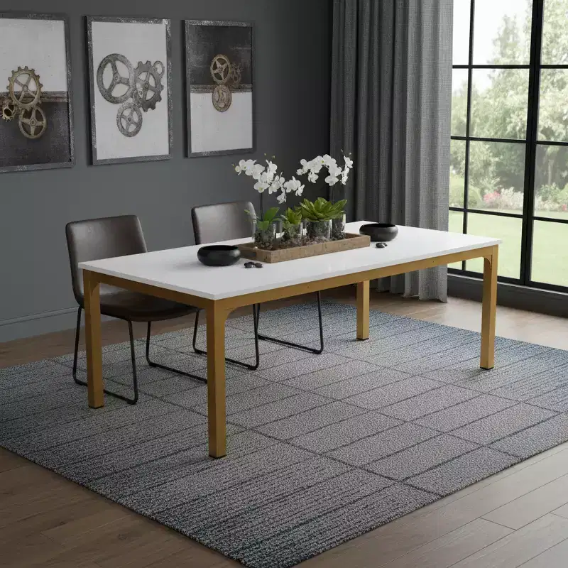HomeRoots 46 White and Gold Wood and Iron Dining Table
