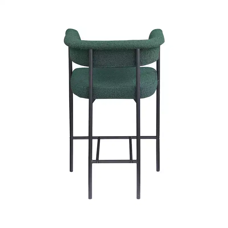 Green Velvet Counter Stool with Arms, Set of 2