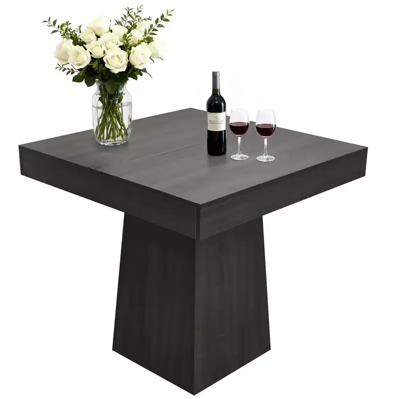 31.5 Square Dining Table for 4, Wooden Small Kitchen Table with Pedestal Base, Farmhouse Dinner Table for Kitchen Dining Room Apartment