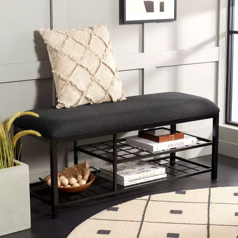 Milligan Open Shelf Bench With Cushion - BCH5003 - Safavieh