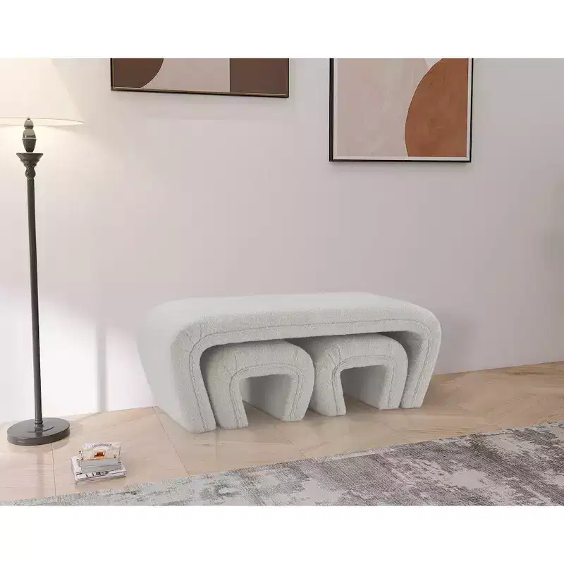 Meridian Furniture,Odelia Boucle Fabric Bench
