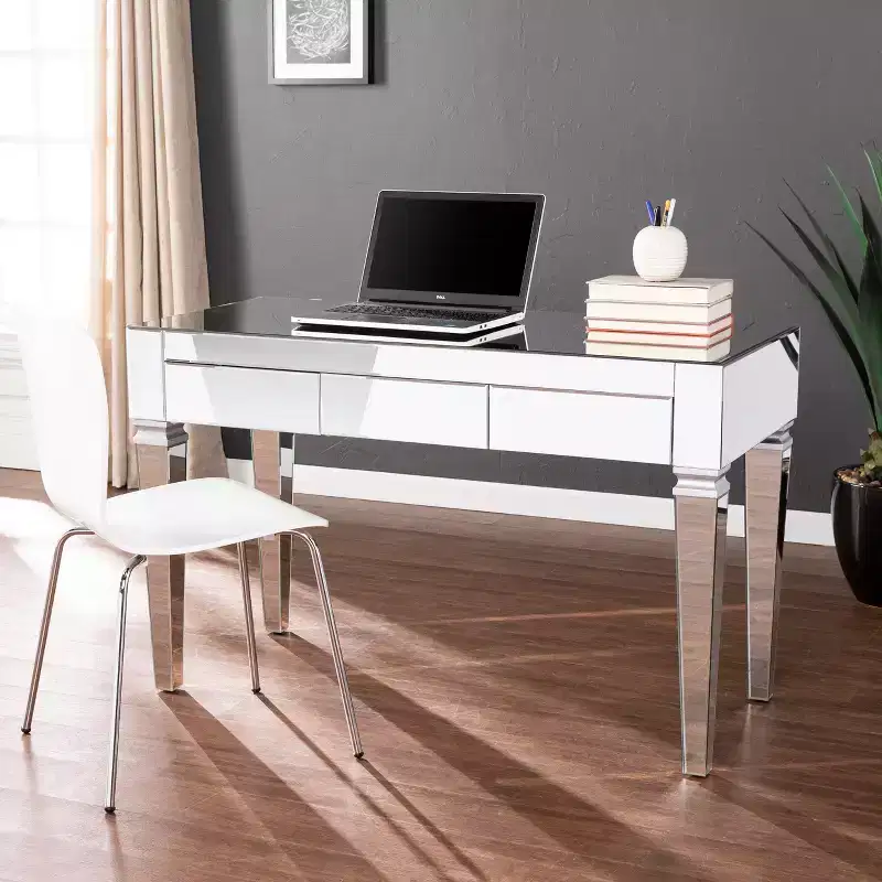 Darien Mirrored Desk - Glam - Silver - SEI