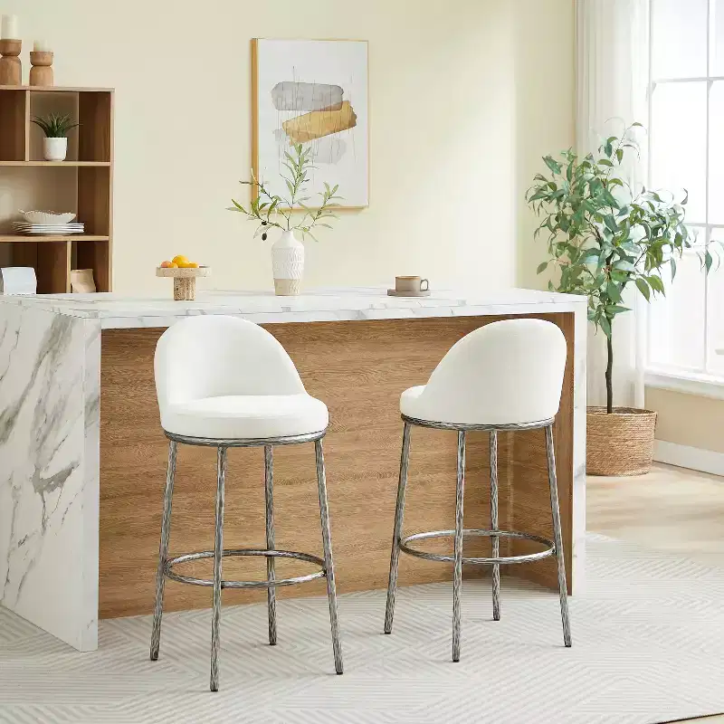 Christopher Knight Home Chaiwat Modern Metal Upholstered Bar Stools (Set of 2)