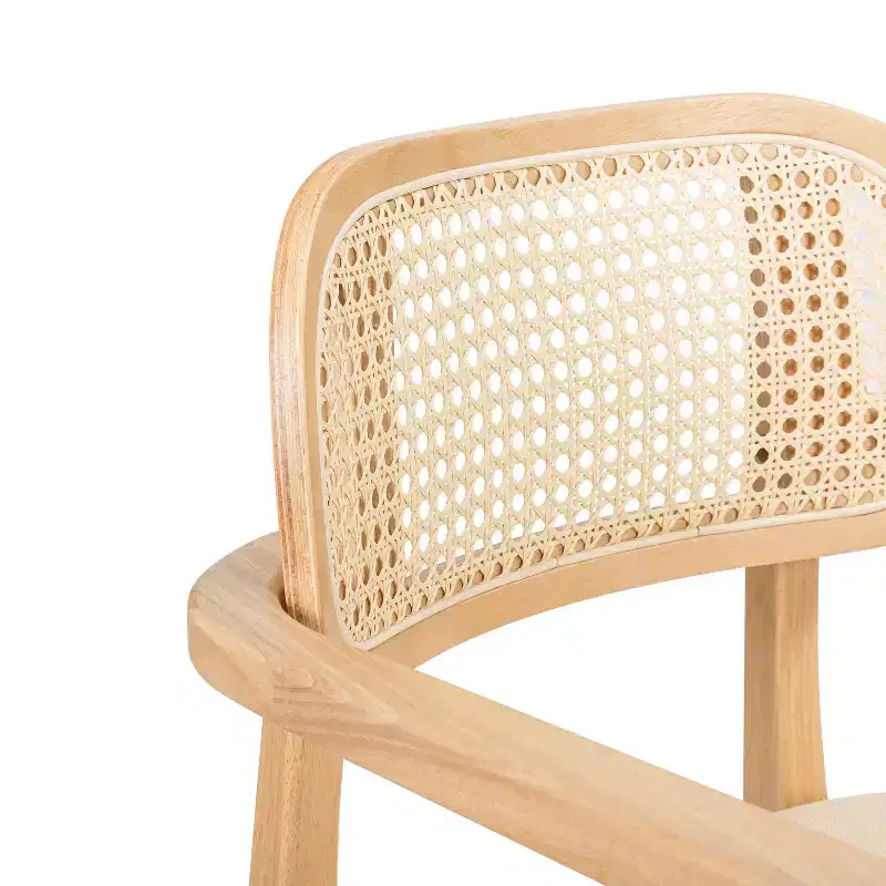Christopher Knight Home Amaris Mid-Century Modern Wood Upholstered Dining Chair with Rattan-Weave Backrest (Set of 6)