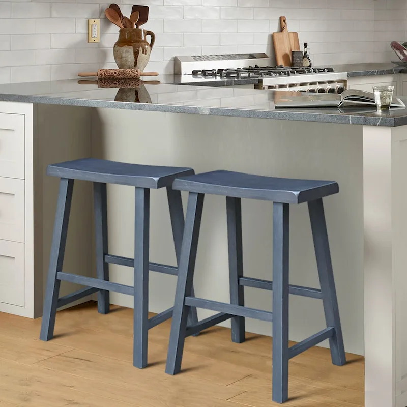 Solid Wood Saddle Seat Counter Height Stool - 24 Inch Seat Height