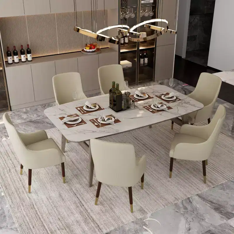 LeisureMod Viva Dining Armchair in Leather Upholstery with Gold Accent Wood Legs for Modern Kitchen and Home, Set of 2