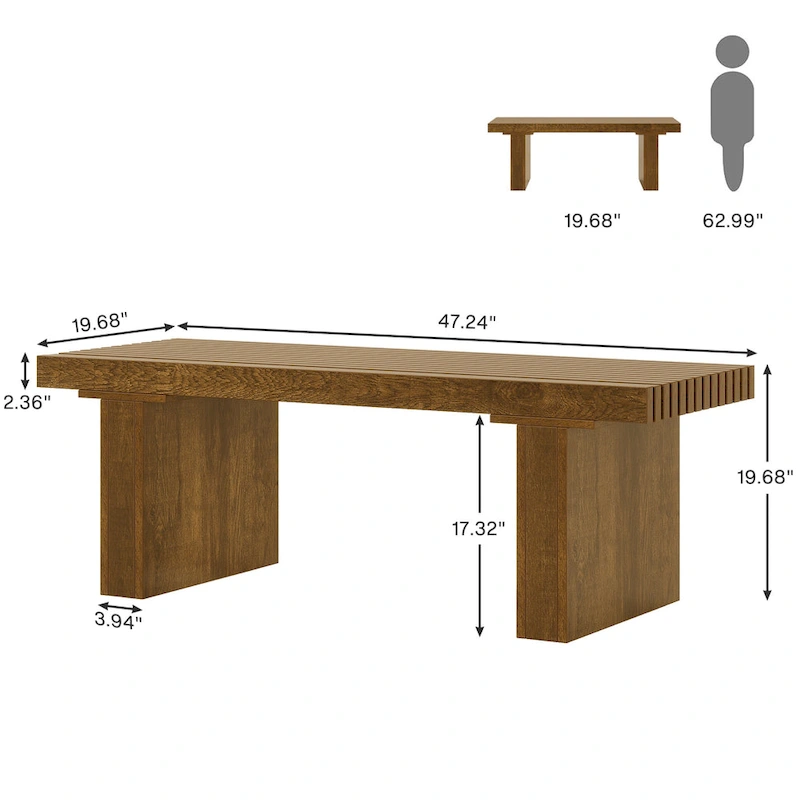 47.24-Inch Farmhouse Coffee Table, Rectangle Coffee Table