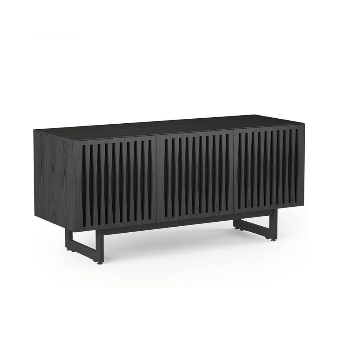 Mid-Century Charcoal Metal Entertainment Cabinet for Living Room