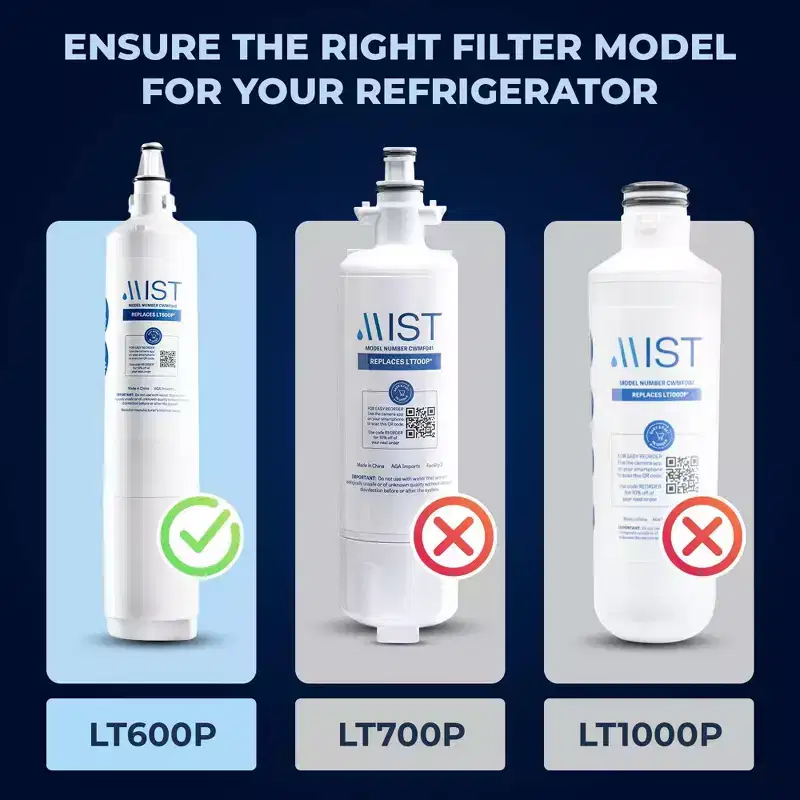 Mist LG LT600P Compatible with LT600P, 5231JA2006A, Kenmore 9990, 46-9990 Refrigerator Water Filter (3pk): LG Replacement Cartridge, Carbon Filter