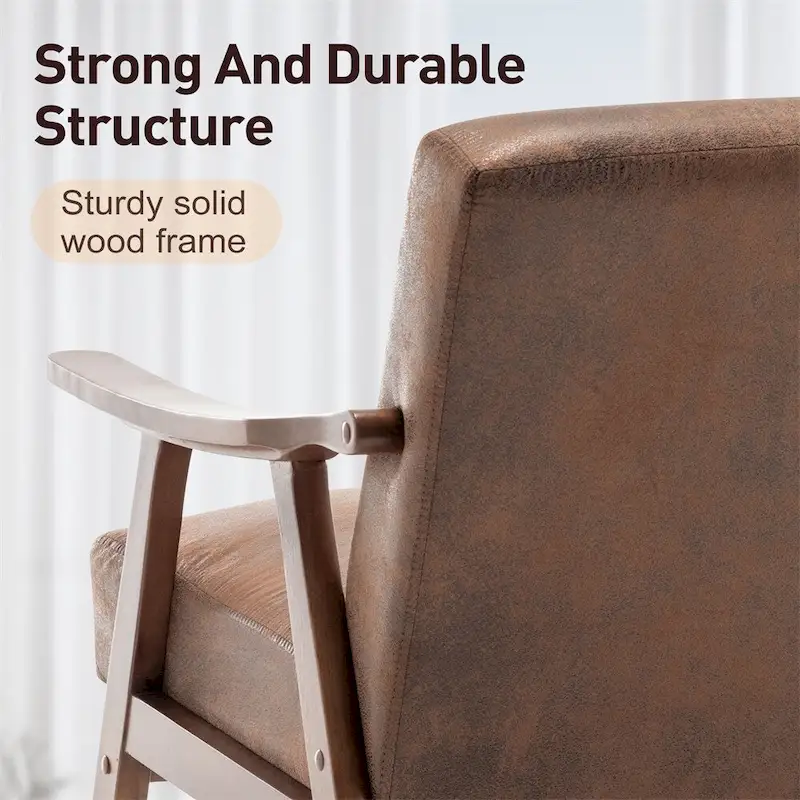 Mid-Century Modern Chair,Living Room Chair with Solid Wood Frame