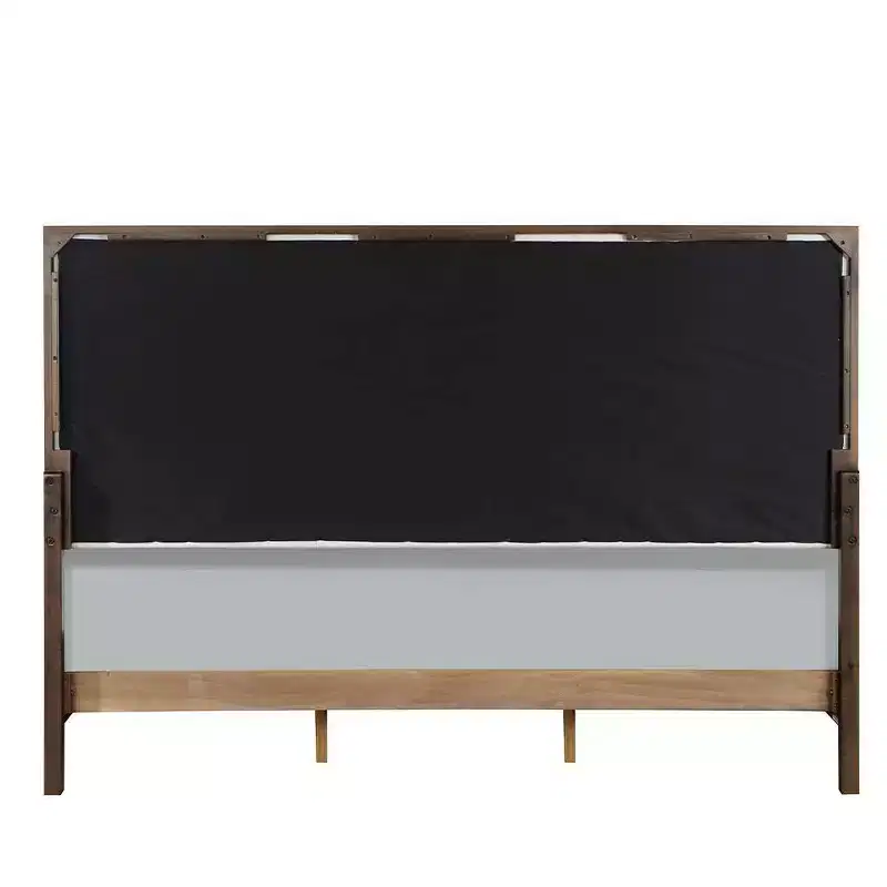 64.25 Queen Bed Carena Bed Light Gray Fabric White Brown Finish - Acme Furniture: Upholstered Headboard, Wood Frame, Box Spring Required