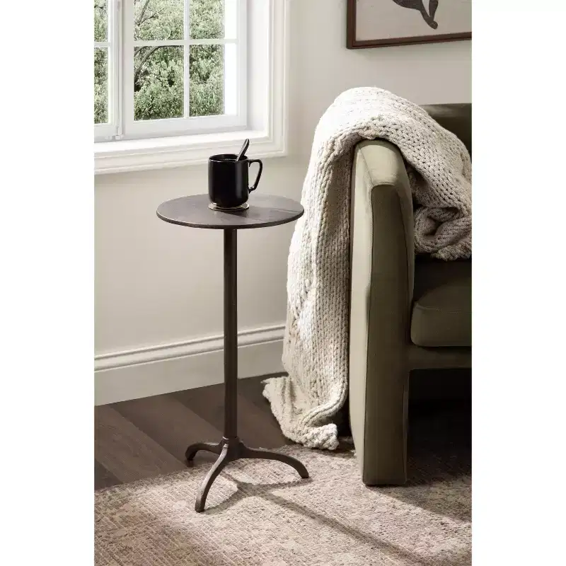 Kate and Laurel Henshall Metal Round Side Table, Bronze, 12x12x24