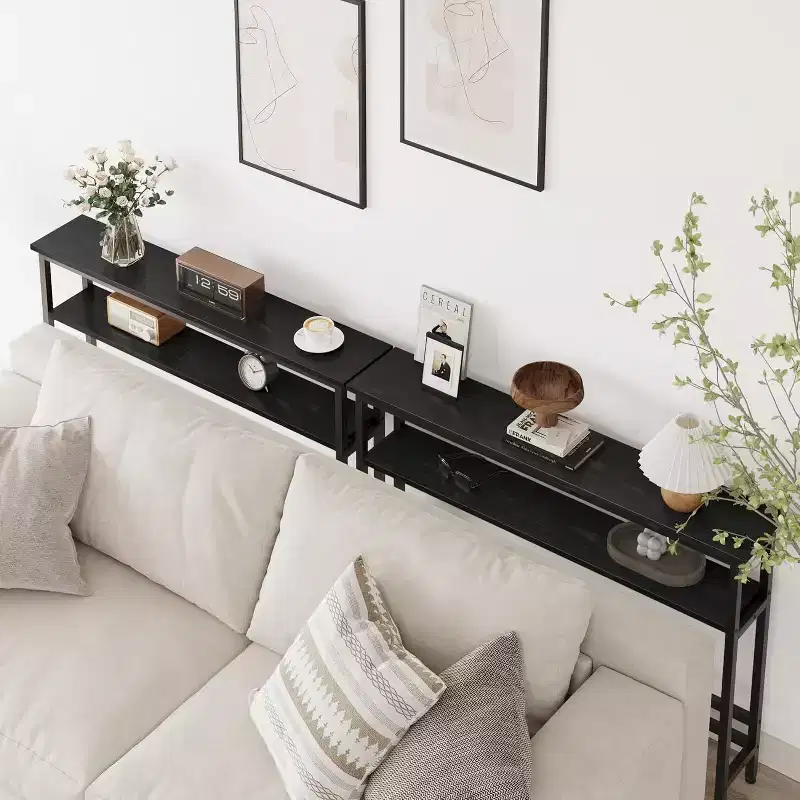 40 Inch Entryway Table, 2-Tier Industrial Console Sofa Table with Storage, Accent Table, for Entry, Hallway, Entrance, Foyer, U-Shaped Metal Frame