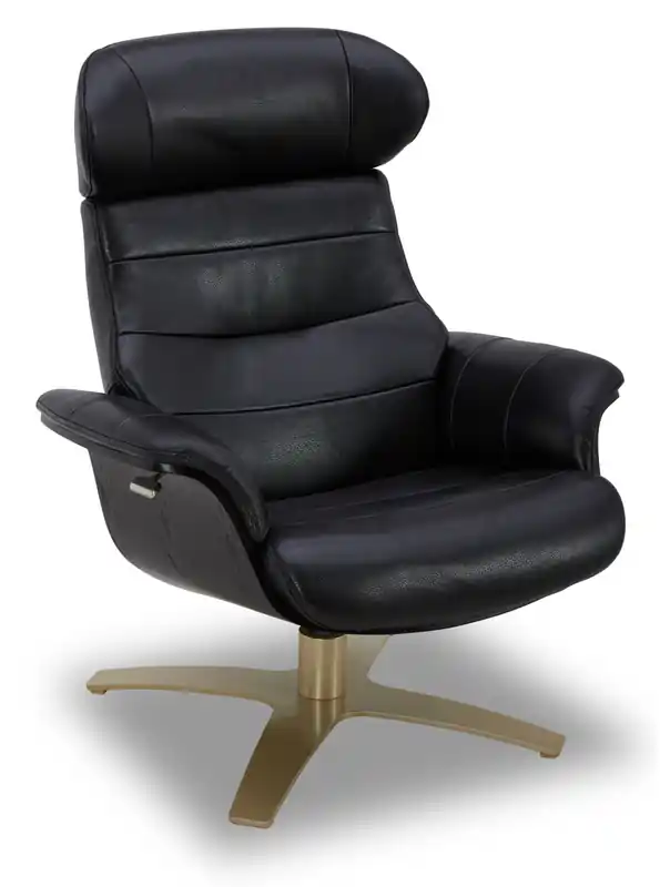 Top-Grain Genuine Leather Swivel Reclining Chair with Footrest