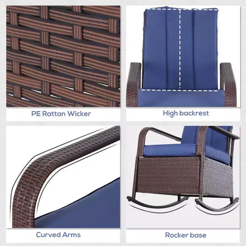 PE Rattan Rocking Recliner with Footrest