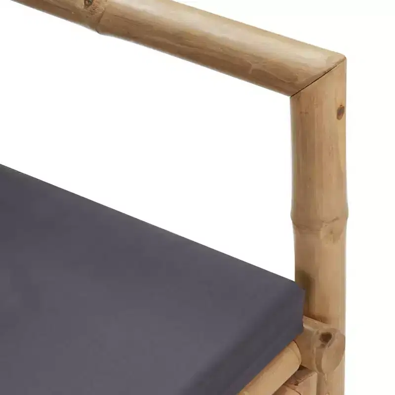 vidaXL Garden Chair Set of 2 Dark grey, Natural Bamboo, Polyester
