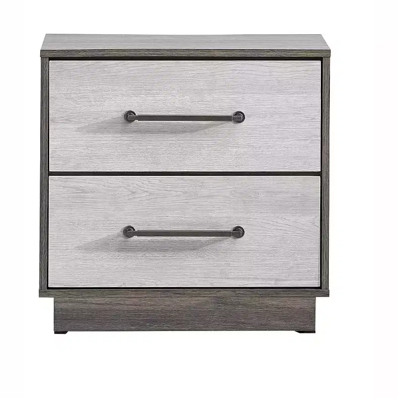 Passion Furniture Aberdeen Gray and Oak 2-Drawer 24 in. W Nightstand