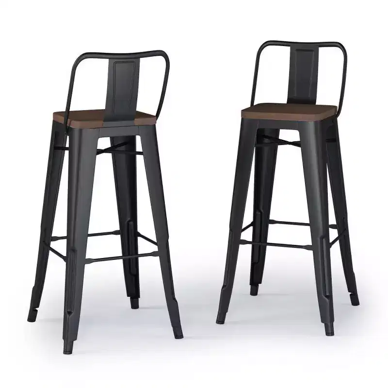 Set of 2 30 Josephine Metal/Wood Counter Height Barstools - WyndenHall: Fixed Height