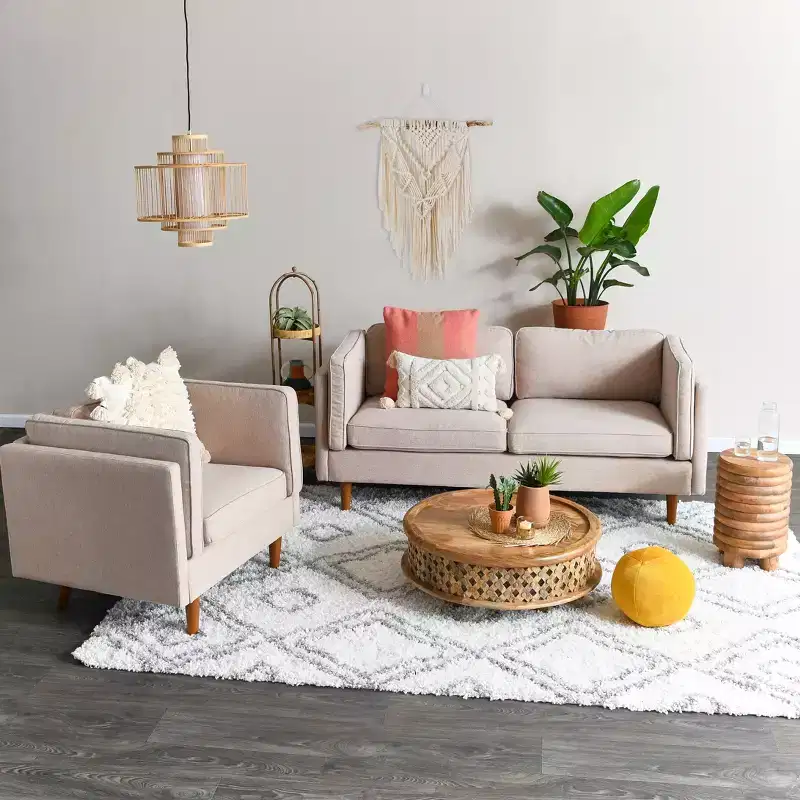 Modern Upholstered High Sided Arm Chair with Solid Wood Legs