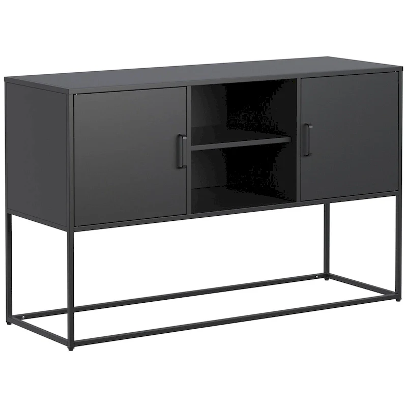 Steel Sideboard Buffet Cabinet with 6 Compartments, Adjustable Feet and Anti-Tip Device