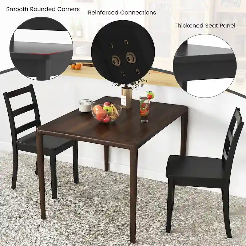 Gymax Set of 4 Dining Chairs Ladder Back Armless Side Chair w/ Solid