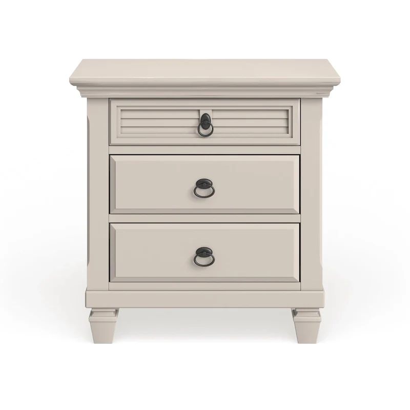 White Pine Wood 3-drawer Nightstand
