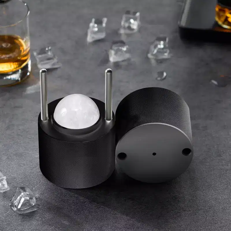 VEVOR Ice Ball Press Kit, Aviation Aluminum Ice Press with Ice Block Mold, Large Mat, Tong, Drip Tray, One Glass, Round Ice Ball Maker 2.4/60 mm