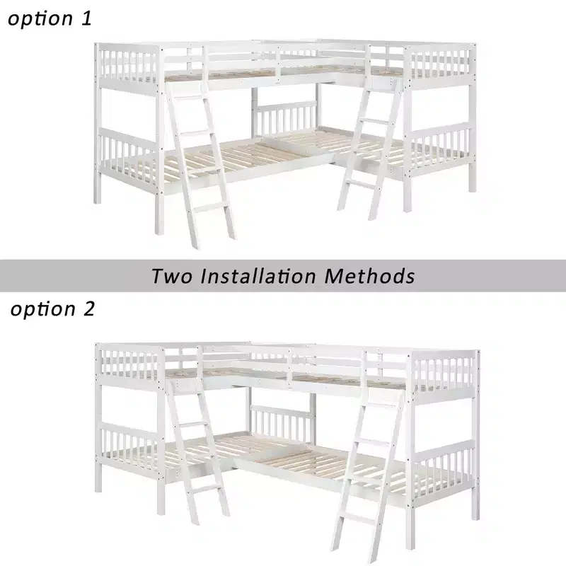 Whisen Twin-Over-Twin L-Shaped Bunk Bed with Ladder