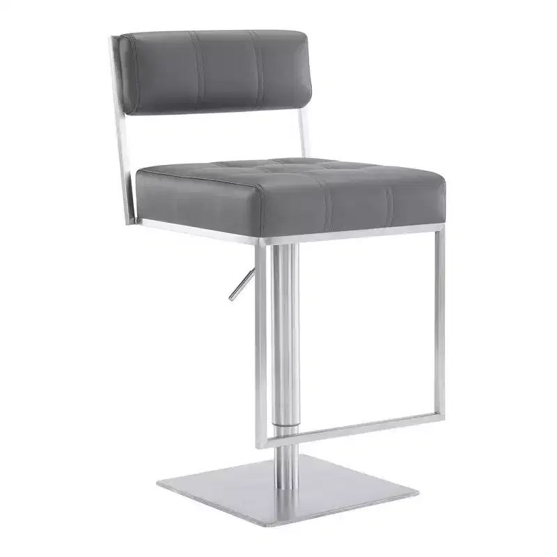 Adjustable Faux Leather Stainless Steel Barstool