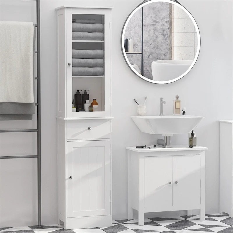 Slim Bathroom Storage Cabinet,Tall Bathroom Cabinet,Narrow Linen Tower