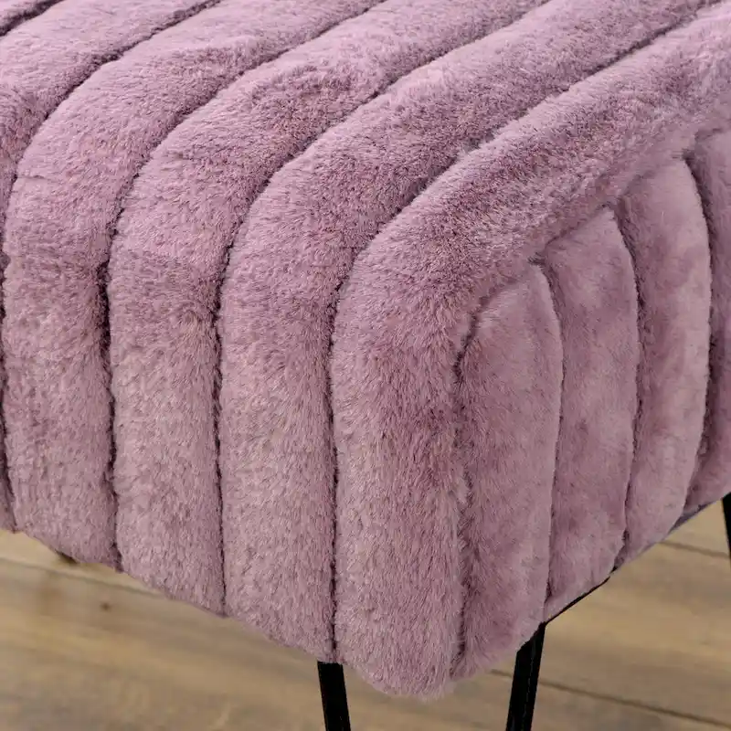 Faux Fur Ottoman Bench, Striped, 1-Person